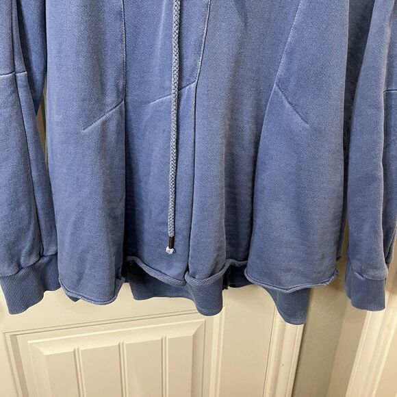Anthropologie Pilcro and the Letterpress Flynn Blue Pleated Peplum Hoodie Size M - Picture 3 of 11